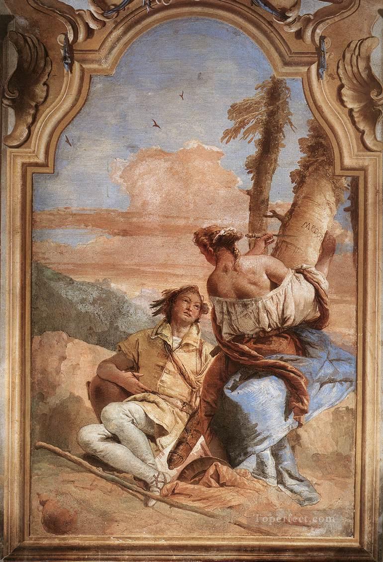 Villa Valmarana Angelica Carving Medoros Name on a Tree Giovanni Battista Tiepolo Oil Paintings